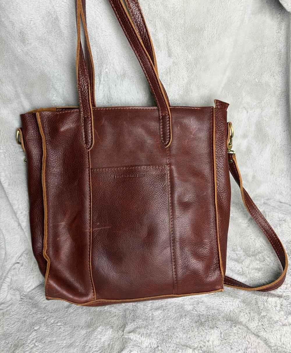 Portland Leather Goods Lola Crossbody Tote Bag Nutmeg Brown Large Zipper Purse